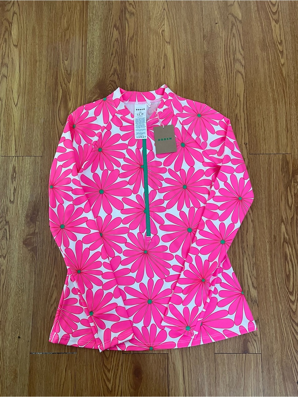 Boden Pink Long Sleeve Rash Guard Top - Picture 10 of 12